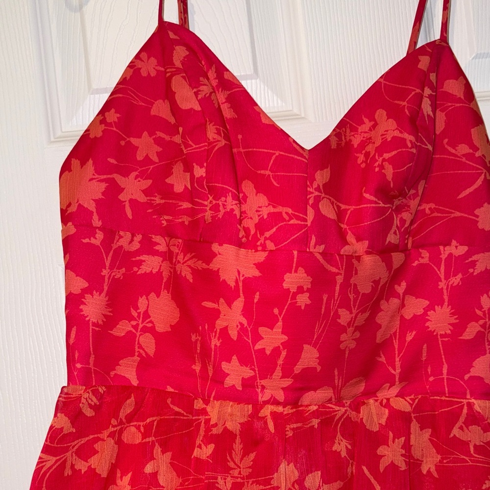 Amanda Uprichard Pink Floral Tiered Spaghetti-Strap Gown - Picture 7 of 14